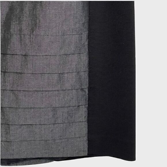 Bebe Black & Silver Stretchy Mini Skirt With Removable Elastic Belt Sz 8 - Picture 5 of 12